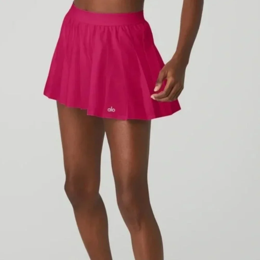 ALO Yoga Varsity Tennis Magenta Crush Pink Pleated Mini Skirt Skort Size Small